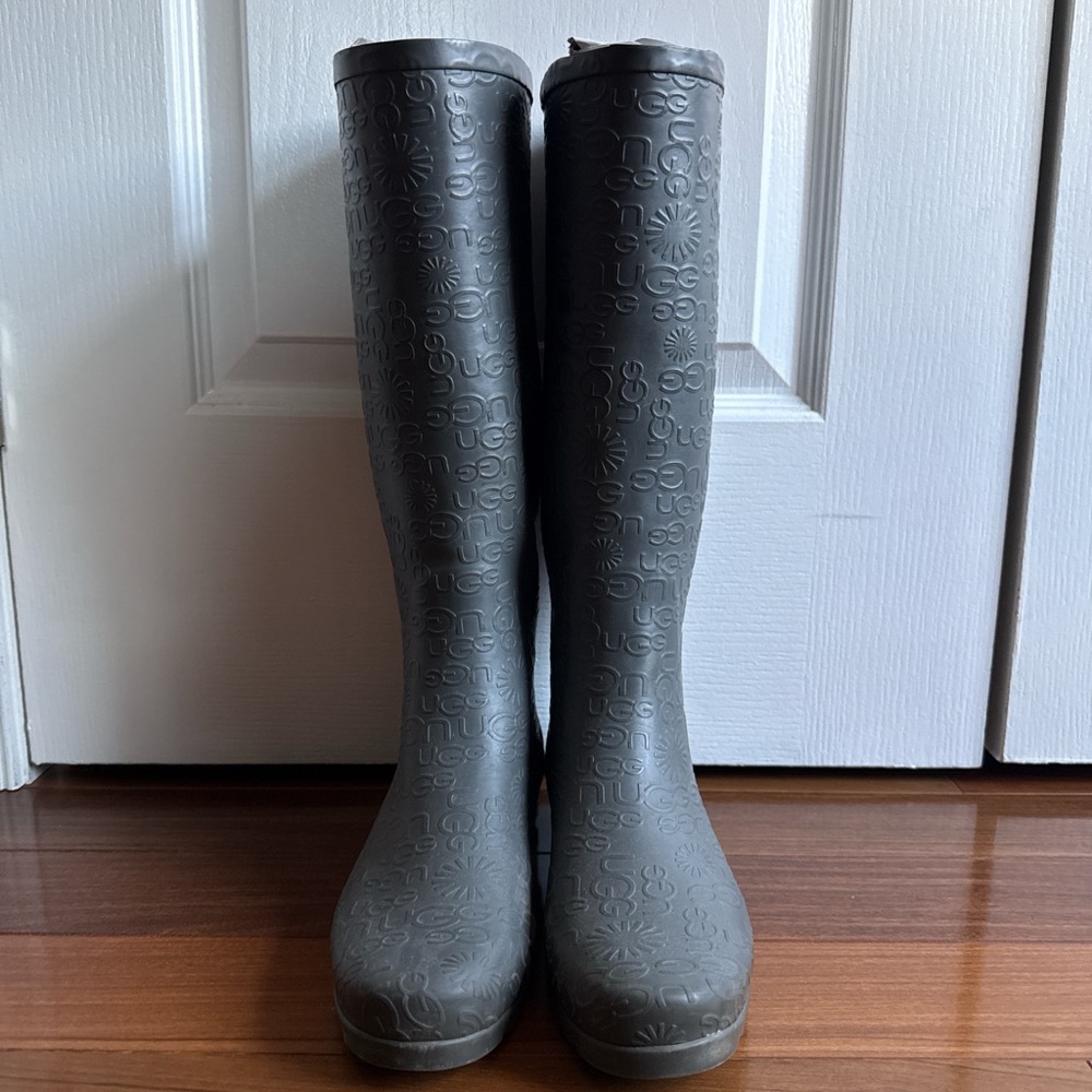 UGG Embossed Gray Rain Boots